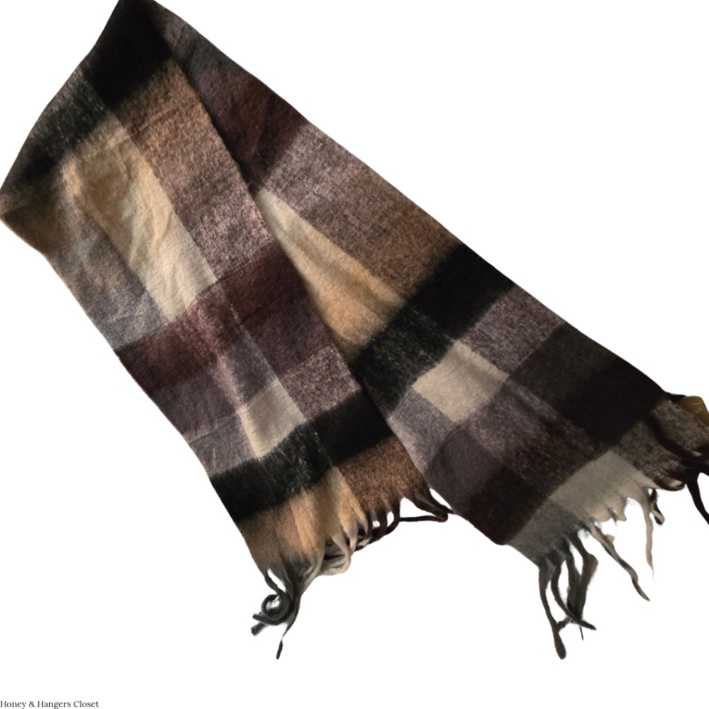 Soft Fuzzy Plaid Oversized Scarf – Taupe, Cream, Brown | Just Cozy - NWT